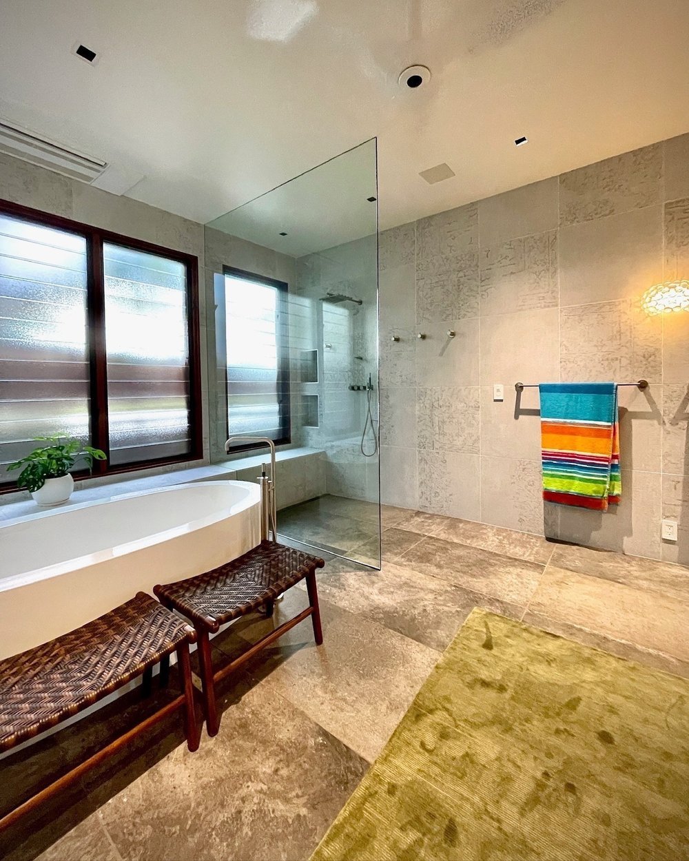 Completed bathroom tilework
